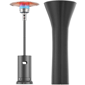 Freestanding Patio Heater, 48,000 BTU Outdoor Propane Heater with Wheel Kit, Tip-Over Safety Valve, Stainless Steel Burner & One-Button Ignition (Gray) thumbnail