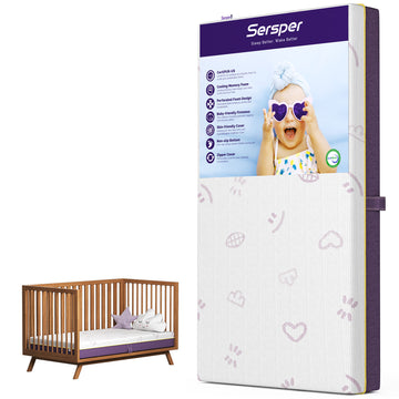 Sersper US Standard Crib Mattress, Cooling Memory Foam, Dual-Sided Firmness, 52 x 27.5 inches thumbnail