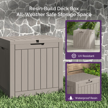 30 Gallon Deck Box - Waterproof Resin Outdoor Storage, Lockable, UV Resistant, Patio Seating & Storage Ottoman, Grey thumbnail