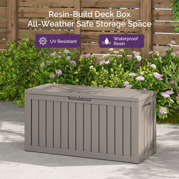 80 Gallon Outdoor Storage Box - Waterproof Resin Deck Box with Gas Strut, Lockable, UV Resistant, for Patio Cushions, Pool Supplies, Grey thumbnail