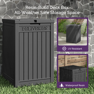 48 Gallon Deck Box - Waterproof Resin Outdoor Storage, Lockable, UV Resistant, Patio Seating & Storage Ottoman, Black thumbnail