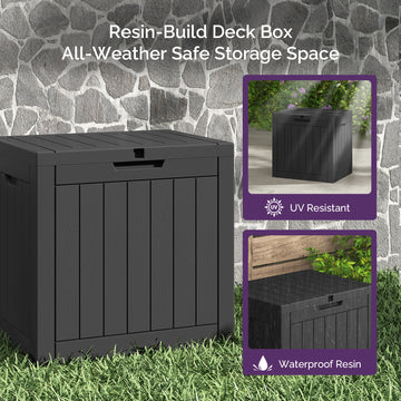 30 Gallon Deck Box - Waterproof Resin Outdoor Storage, Lockable, UV Resistant, Patio Seating & Storage Ottoman, Black thumbnail