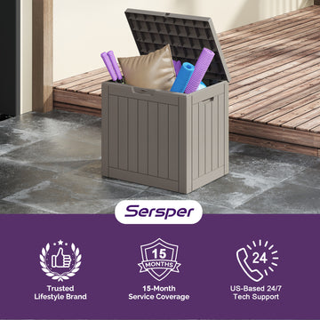 30 Gallon Deck Box - Waterproof Resin Outdoor Storage, Lockable, UV Resistant, Patio Seating & Storage Ottoman, Grey thumbnail