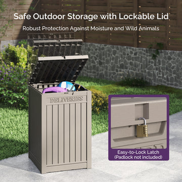 48 Gallon Deck Box - Waterproof Resin Outdoor Storage, Lockable, UV Resistant, Patio Seating & Storage Ottoman, Grey thumbnail