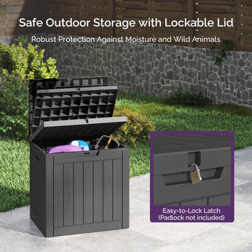 30 Gallon Deck Box - Waterproof Resin Outdoor Storage, Lockable, UV Resistant, Patio Seating & Storage Ottoman, Black thumbnail