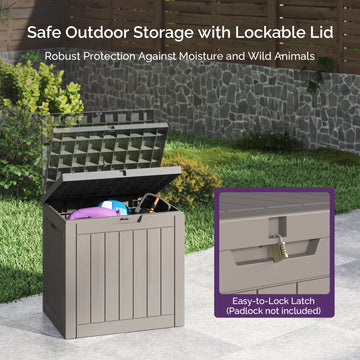 30 Gallon Deck Box - Waterproof Resin Outdoor Storage, Lockable, UV Resistant, Patio Seating & Storage Ottoman, Grey thumbnail