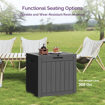 30 Gallon Deck Box - Waterproof Resin Outdoor Storage, Lockable, UV Resistant, Patio Seating & Storage Ottoman, Black thumbnail