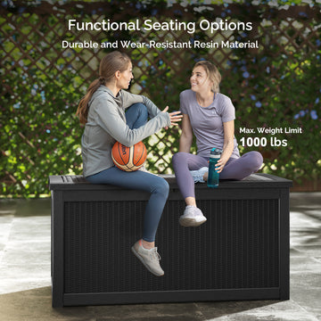 260 Gallon Outdoor Storage Box - Waterproof Resin Deck Box with Gas Strut, Lockable, UV Resistant, for Patio Cushions, Pool Supplies, Black thumbnail