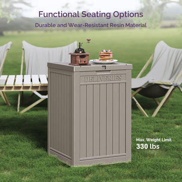 48 Gallon Deck Box - Waterproof Resin Outdoor Storage, Lockable, UV Resistant, Patio Seating & Storage Ottoman, Grey thumbnail