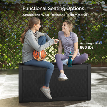 230 Gallon Outdoor Storage Box - Waterproof Resin Deck Box with Gas Strut, Lockable, UV Resistant, for Patio Cushions, Pool Supplies, Black thumbnail