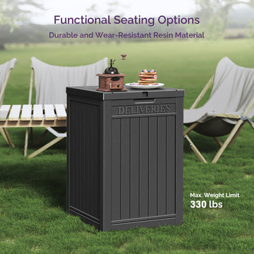 48 Gallon Deck Box - Waterproof Resin Outdoor Storage, Lockable, UV Resistant, Patio Seating & Storage Ottoman, Black thumbnail