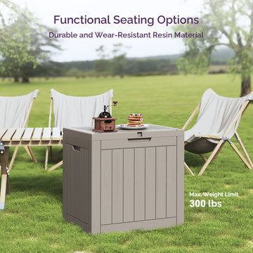 30 Gallon Deck Box - Waterproof Resin Outdoor Storage, Lockable, UV Resistant, Patio Seating & Storage Ottoman, Grey thumbnail