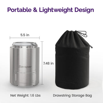 Tabletop Outdoor Fire Pit, 5.5-Inch Smokeless Fire Pit with Durable Stainless Steel Build & Lightweight Design for Outdoor Camping, Parties, and Marshmallow Roasting thumbnail