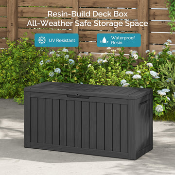 80 Gallon Outdoor Storage Box - Waterproof Resin Deck Box with Gas Strut, Lockable, UV Resistant, for Patio Cushions, Pool Supplies, Black thumbnail