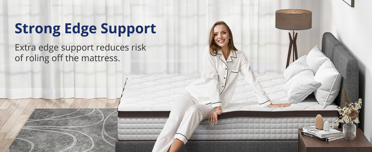Sersper 10" Sersper Twin Hybrid Mattress – Memory Foam & Reinforced Pocket Coils, Medium Firm