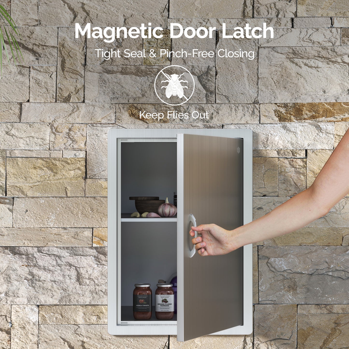 17" Single Access Door, Stainless Steel Outdoor Kitchen Access Door, All-Weather BBQ Door, Safe Storage for Grilling Station, Kitchen Sink, Bathroom Cabinet