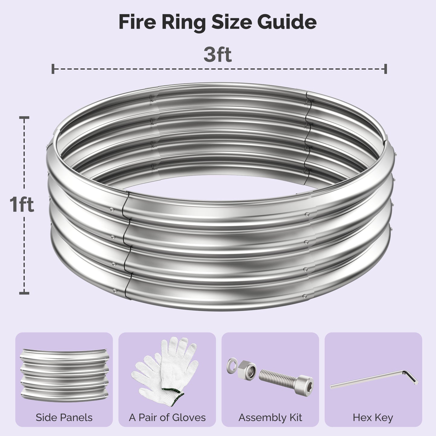 Sersper Outdoor Fire Ring for Campfires and Backyard Leave Burning, Versatile Ring for Garden Flower Bed