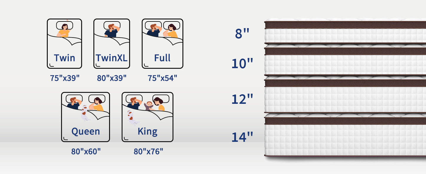 Sersper 10" Sersper Twin Hybrid Mattress – Memory Foam & Reinforced Pocket Coils, Medium Firm