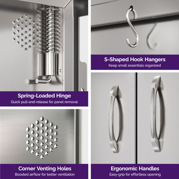 Double Access Door, Stainless Steel Outdoor Kitchen Access Door, All-Weather BBQ Door, Safe Storage for Grilling Station, Kitchen Sink, Bathroom Cabinet thumbnail
