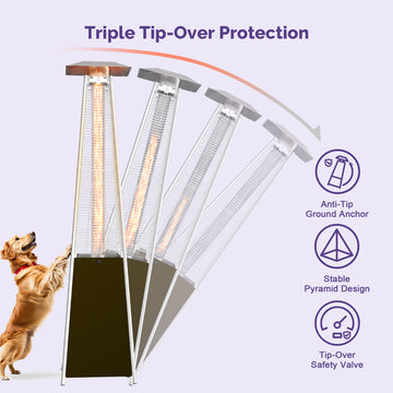 42,000 BTU Pyramid Patio Heater, Outdoor Backyard Gas Heater for Commercial & Residential Use with Tip-Over Safety Valve, Compatible with Standard 20-Lb Tank (Not Included) thumbnail