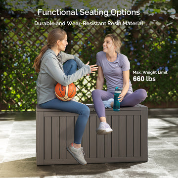 80 Gallon Outdoor Storage Box - Waterproof Resin Deck Box with Gas Strut, Lockable, UV Resistant, for Patio Cushions, Pool Supplies, Grey thumbnail