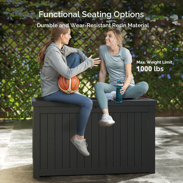 230 Gallon Outdoor Storage Box - Waterproof Resin Deck Box with Gas Strut, Lockable, UV Resistant, for Patio Cushions, Pool Supplies, Black thumbnail