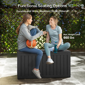 80 Gallon Outdoor Storage Box - Waterproof Resin Deck Box with Gas Strut, Lockable, UV Resistant, for Patio Cushions, Pool Supplies, Black thumbnail