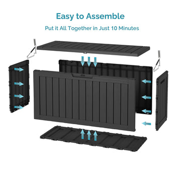 80 Gallon Outdoor Storage Box - Waterproof Resin Deck Box with Gas Strut, Lockable, UV Resistant, for Patio Cushions, Pool Supplies, Black thumbnail