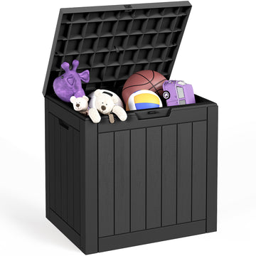 30 Gallon Deck Box - Waterproof Resin Outdoor Storage, Lockable, UV Resistant, Patio Seating & Storage Ottoman, Black thumbnail