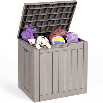 30 Gallon Deck Box - Waterproof Resin Outdoor Storage, Lockable, UV Resistant, Patio Seating & Storage Ottoman, Grey thumbnail