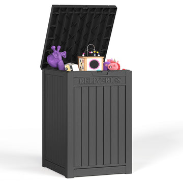 48 Gallon Deck Box - Waterproof Resin Outdoor Storage, Lockable, UV Resistant, Patio Seating & Storage Ottoman, Black thumbnail