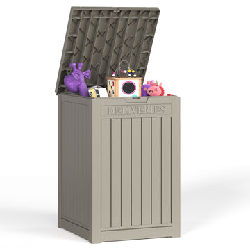 48 Gallon Deck Box - Waterproof Resin Outdoor Storage, Lockable, UV Resistant, Patio Seating & Storage Ottoman, Grey thumbnail