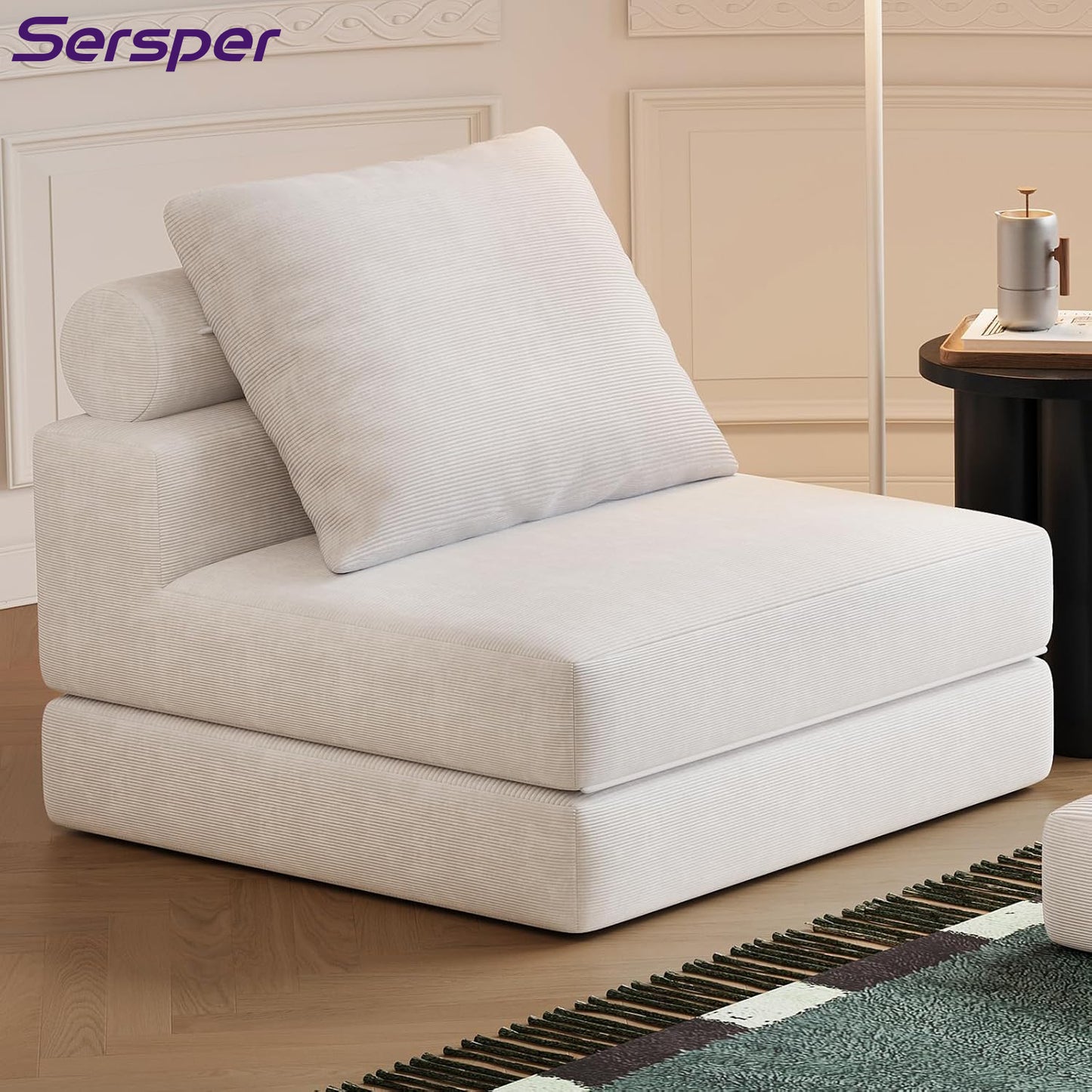 3-in-1 Folding Sofa Bed Single White